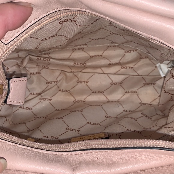 Aldo Crossbody Bag Womens Small Pink PU Faux Leather Quilted Chevron Handbag - Picture 16 of 17